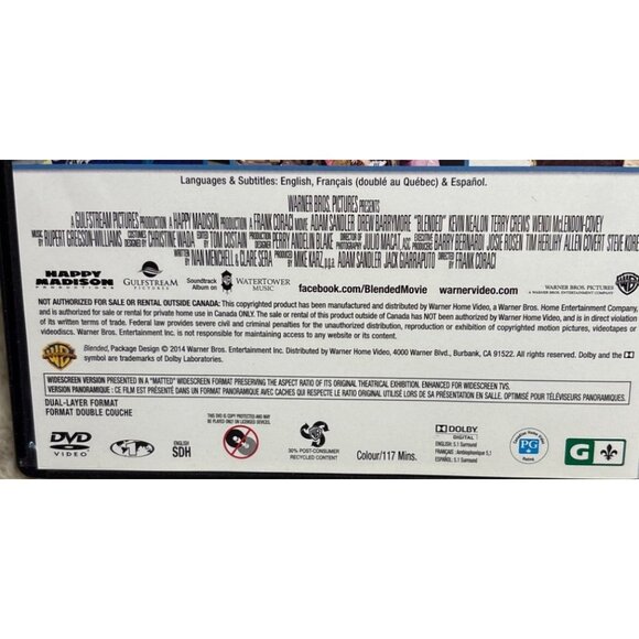 Blended DVD Movie Adam Sandler & Drew Barrymore Romantic Comedy Rental Edition - Picture 3 of 5